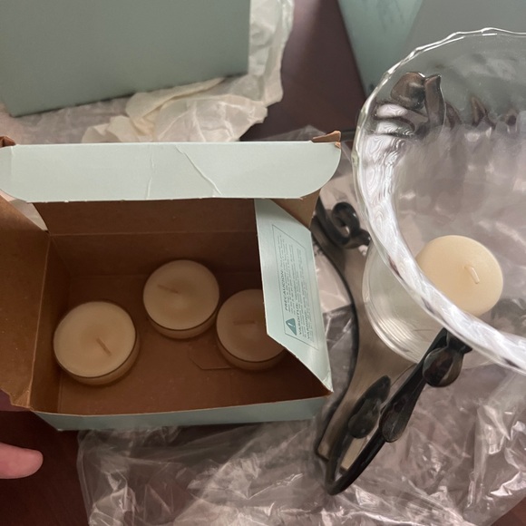 PartyLite Soliloquy Glass Candle Holder and Base in original boxes - Picture 2 of 6